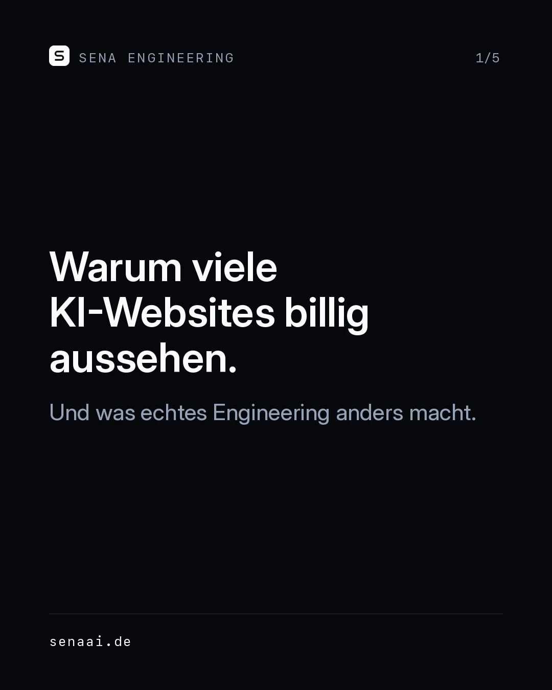 Warum viele KI-Websites billig aussehen und was echtes Engineering anders macht, Folie 1 von 5